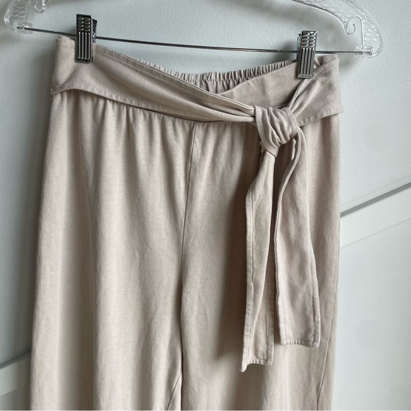 ZARA High Waist Cotton Trousers with belt Sand Beige size M - Picture 6 of 10